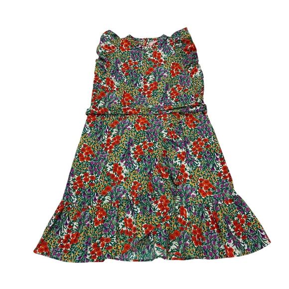 Banjanan Womens Large Audrey Ruffle Sleeve Poppy Floral Mini Dress Colorful - Picture 3 of 13